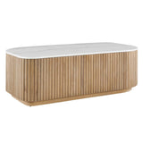 Arik Marble Top Coffee Table White / Woodtone - Light Brown / White by Uttermost - View 4