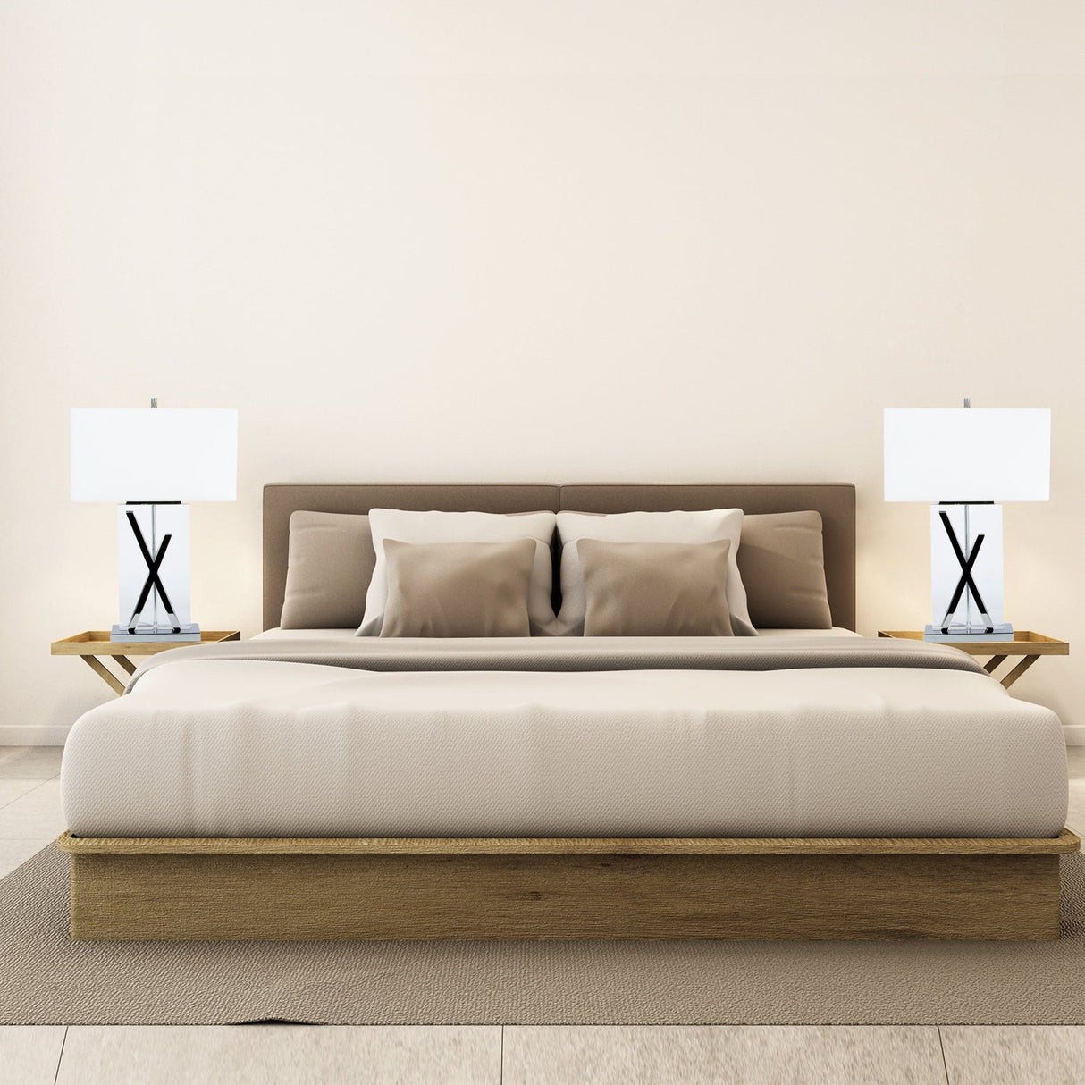1 Light with USB Charger X Table Lamp // Chrome and Crystal  | Finesse - Home Elegance USA