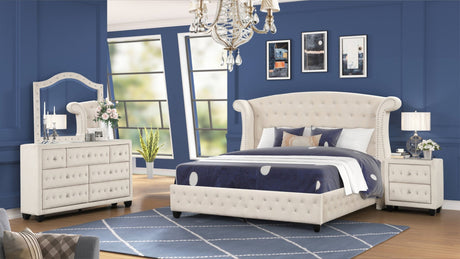 Queen 4 Pc Bedroom Set Made with Wood in Cream