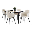 Fuji-Boyne Contemporary Dining Set in Black Metal, Natural Wood and Cream Noise Fabric by LumiSource - 5 Piece - sold by Home Elegance USA
