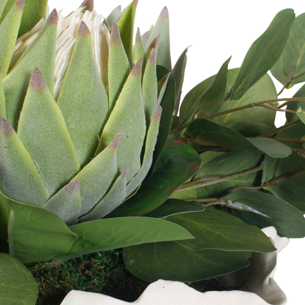 Protea Blooms Bowl Centerpiece - Green / White by Uttermost - View 8