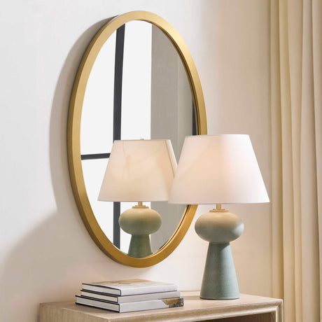 Elstree Oval Mirror Antique Brass - Gold by Uttermost - View 3