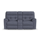 Mason Transitional Fabric Power Reclining Loveseat With Console & Power Headrests | Flexsteel