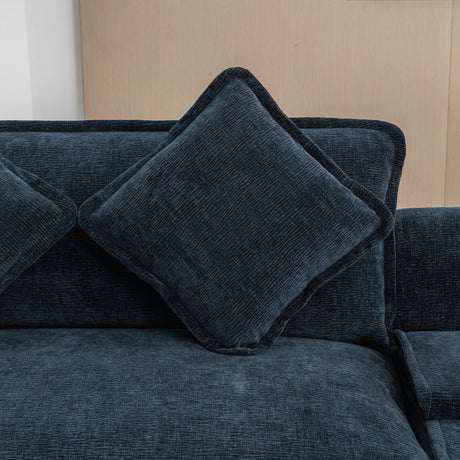 Contemporary Chenille Upholstered Sectional Sofa with Ottomans, USB Ports, Cup Holders & Storage, Blue - sold by Home Elegance USA