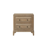 Elegant 2 Drawer Nightstand with USB Ports in Sand Finish Solid Wood MDF