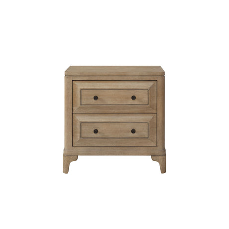Elegant 2 Drawer Nightstand with USB Ports in Sand Finish Solid Wood MDF