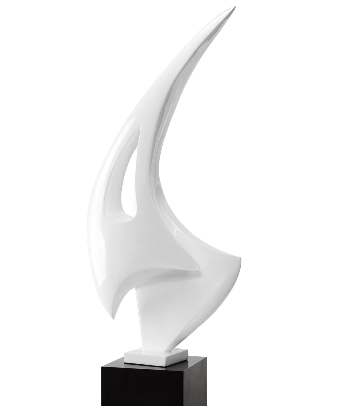 Sail Floor Sculpture With Black Stand 70" Tall // White  | Finesse - Home Elegance USA