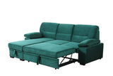 Kipling Green Velvet Fabric Reversible Sleeper Sectional Sofa Chaise - Home Elegance USA