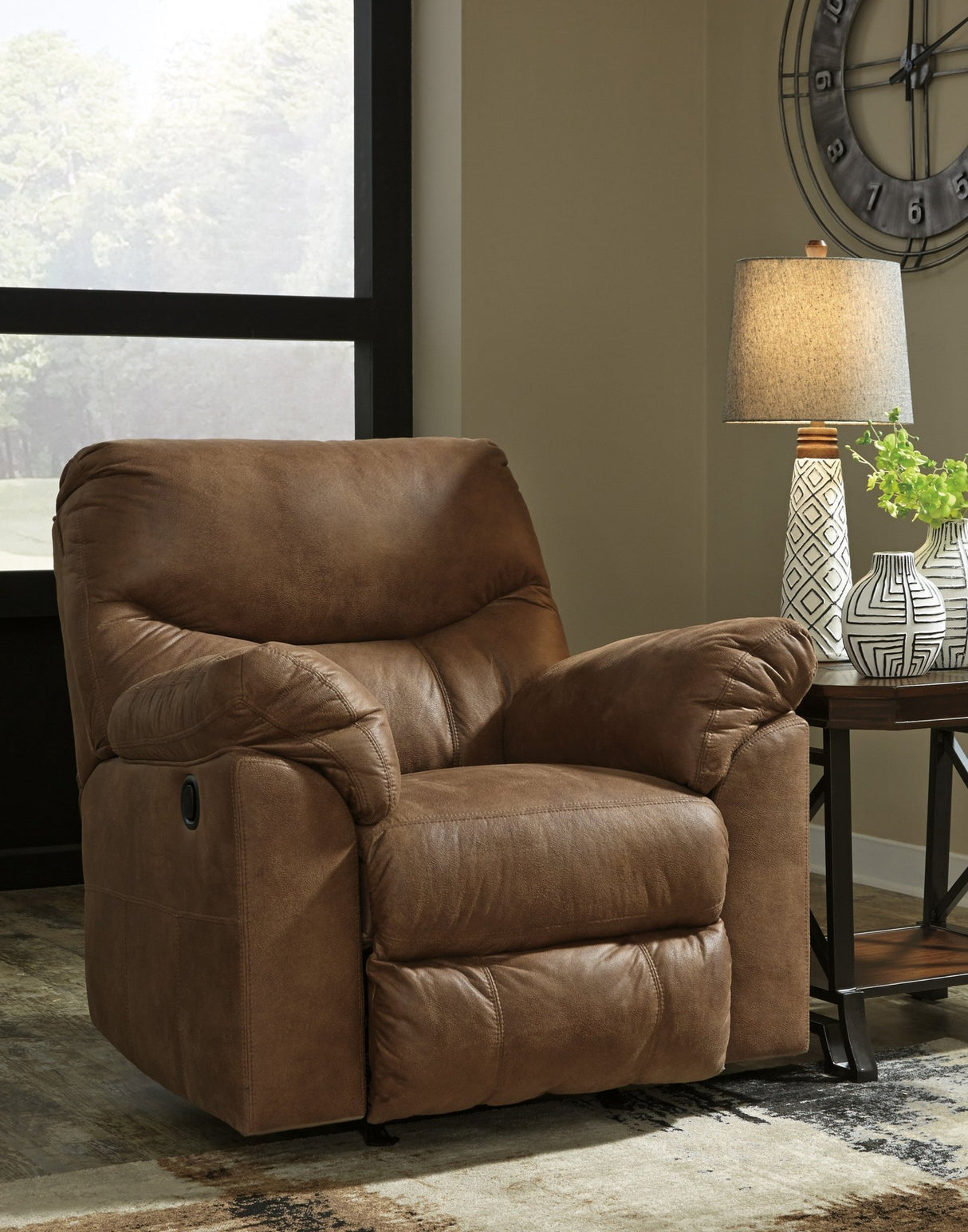 Ashley Bark Boxberg Rocker Recliner - Faux Leather | Home Elegance USA