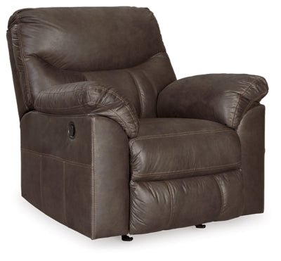 Ashley Teak Boxberg Rocker Recliner - Faux Leather | Home Elegance USA