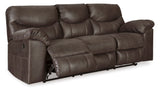 Ashley Teak Boxberg Reclining Sofa - Faux Leather | Home Elegance USA