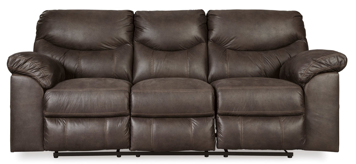 Ashley Teak Boxberg Reclining Sofa - Faux Leather | Home Elegance USA