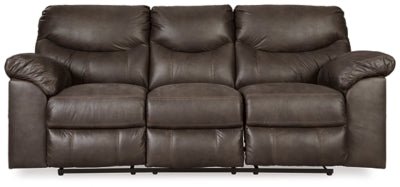 Ashley Teak Boxberg Reclining Sofa - Faux Leather | Home Elegance USA