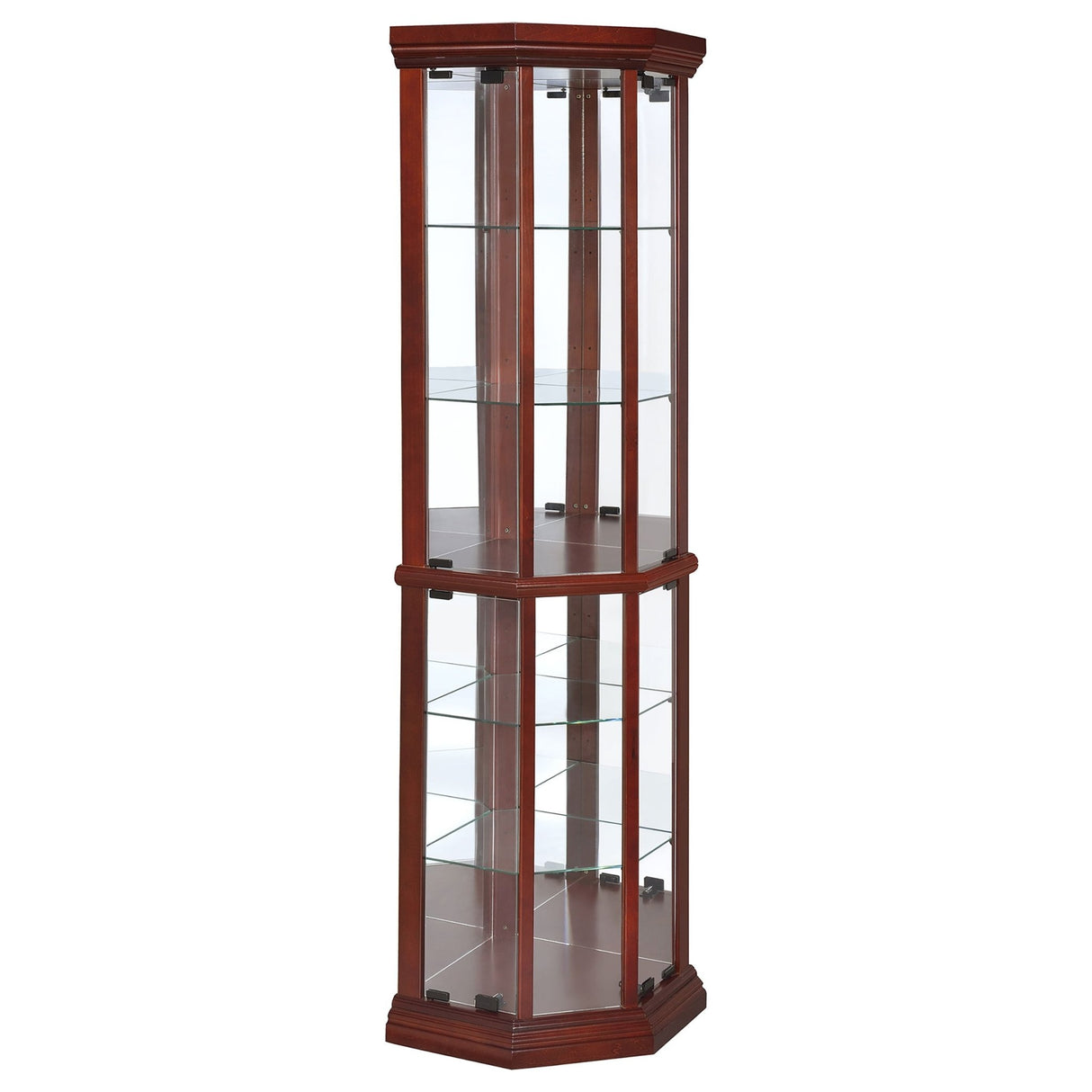 Appledale 6 - shelf Corner Curio Cabinet Medium Brown | Coaster | Home Elegance USA