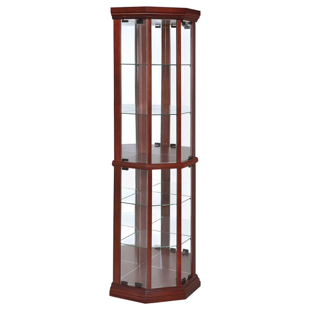 Appledale 6 - shelf Corner Curio Cabinet Medium Brown | Coaster | Home Elegance USA