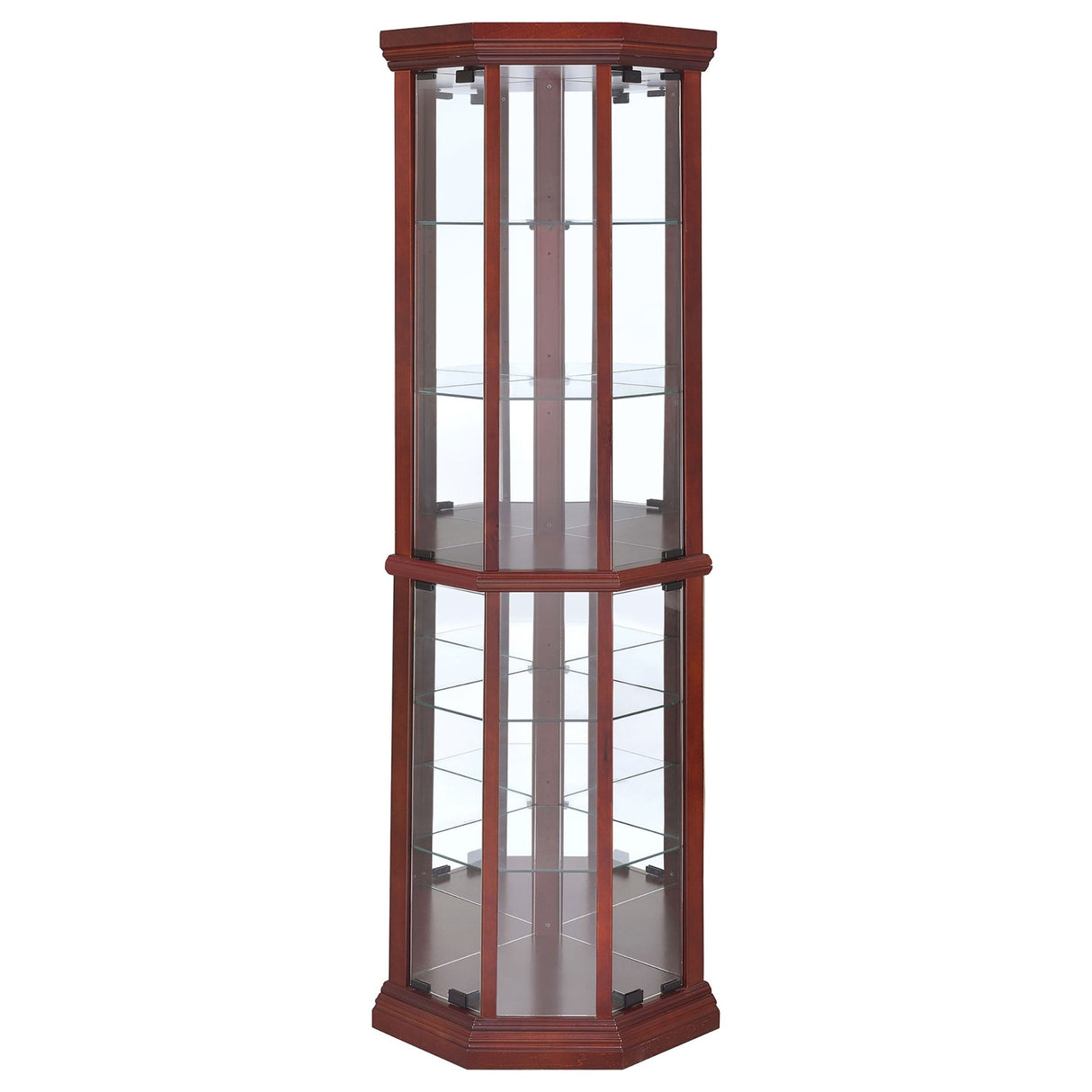 Appledale 6 - shelf Corner Curio Cabinet Medium Brown | Coaster - 3393 - Home Elegance USA - 3