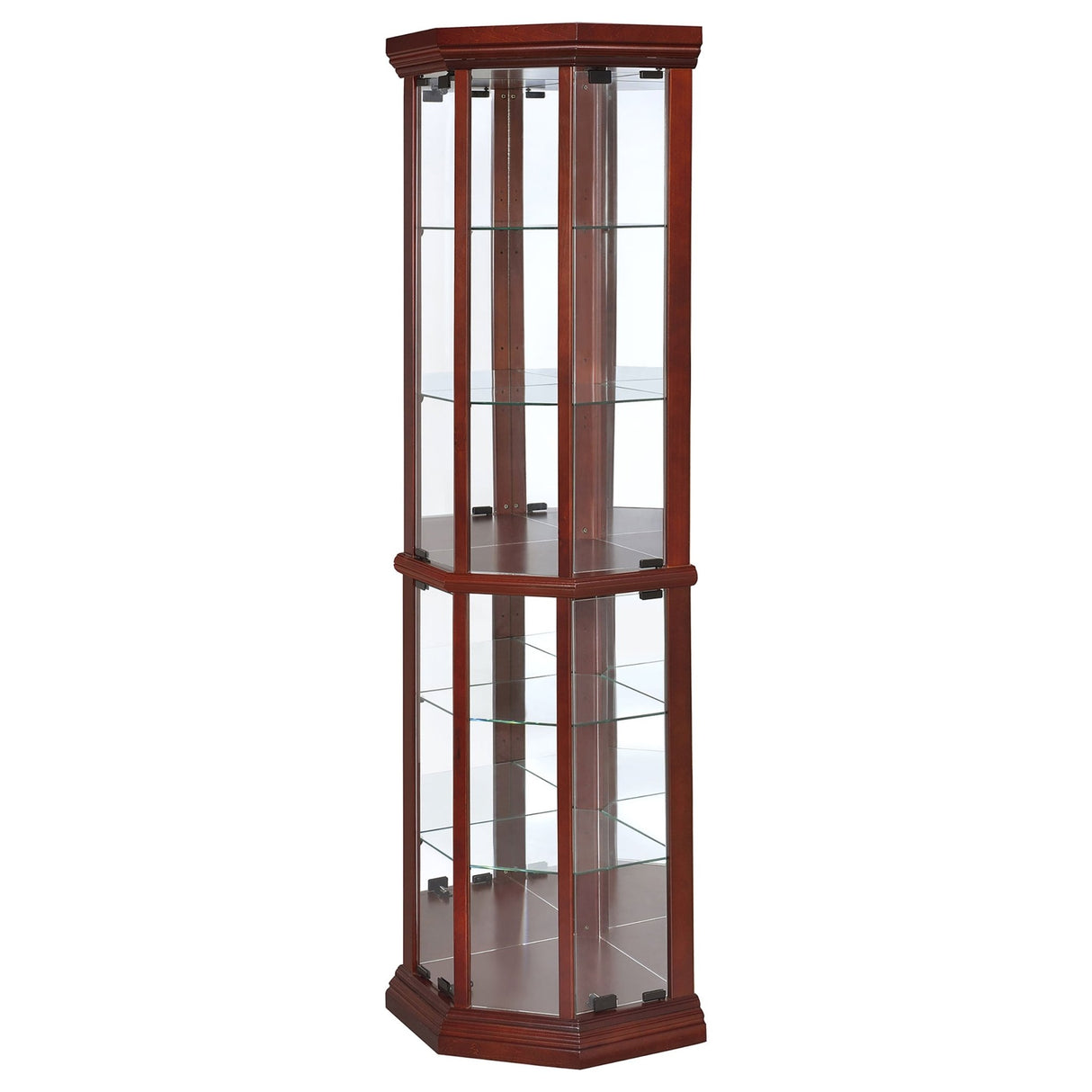 Appledale 6 - shelf Corner Curio Cabinet Medium Brown | Coaster | Home Elegance USA