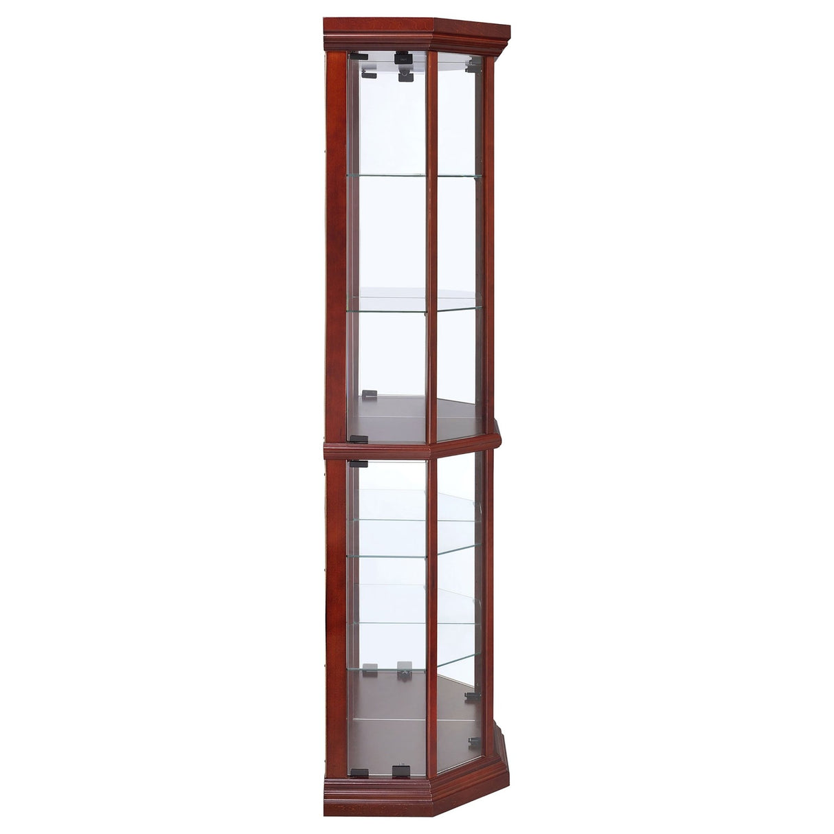 Appledale 6 - shelf Corner Curio Cabinet Medium Brown | Coaster | Home Elegance USA