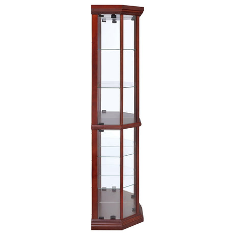 Appledale 6 - shelf Corner Curio Cabinet Medium Brown | Coaster - 3393 - Home Elegance USA - 9