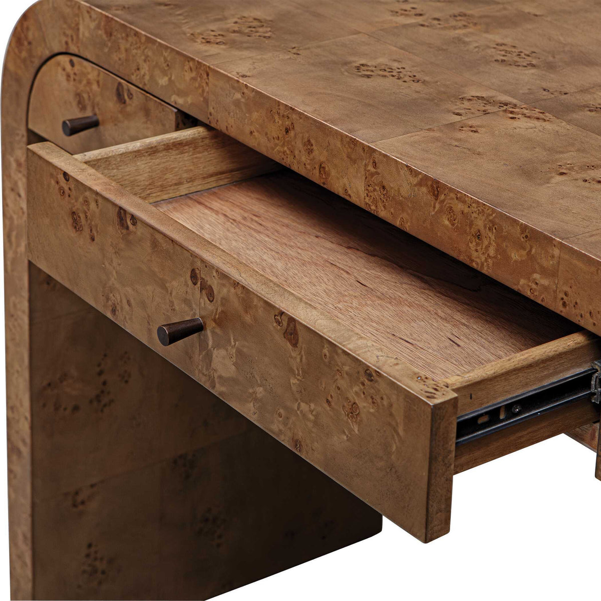 Rocco Mappa Burl Desk Woodtone - Dark Brown by Uttermost - View 5