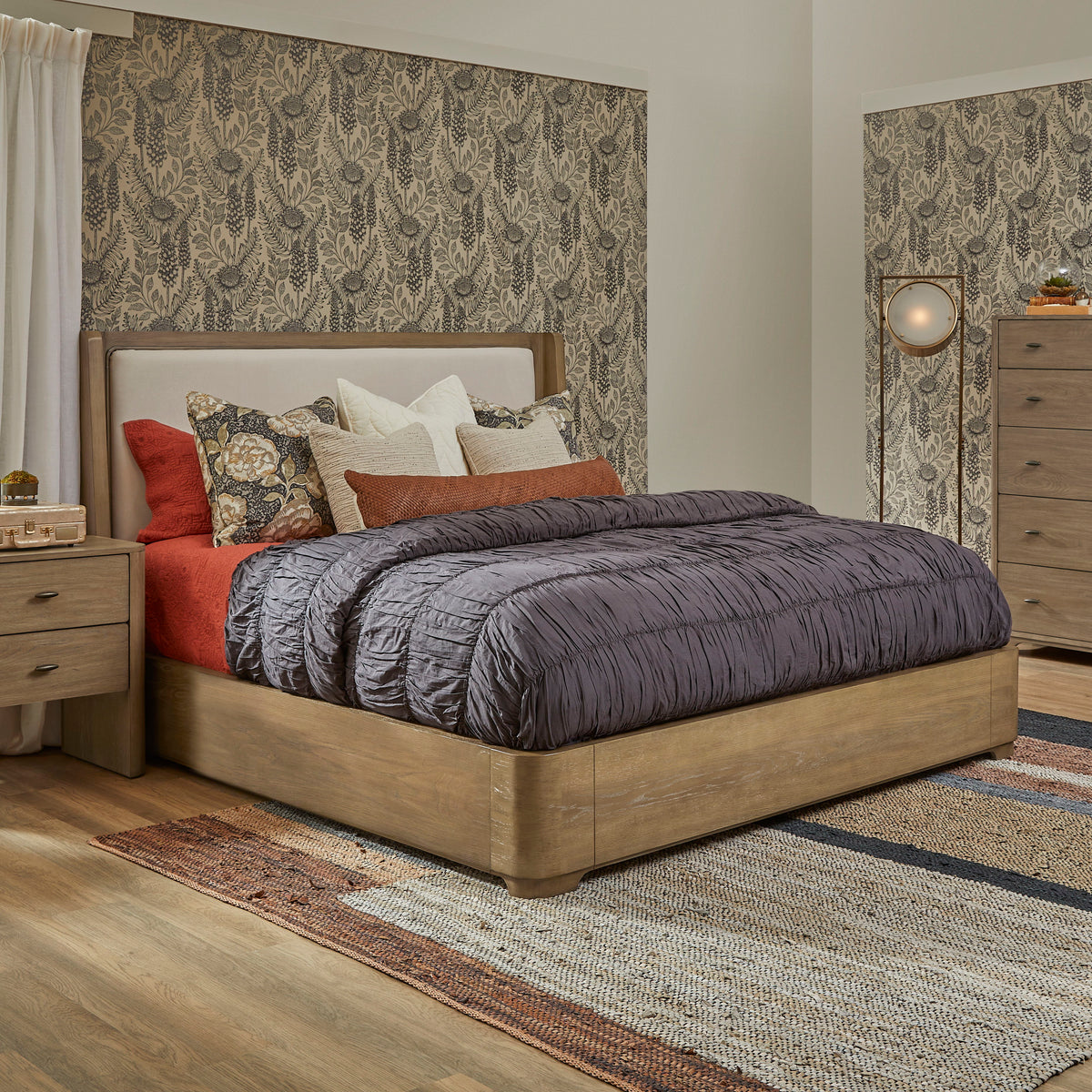 Normandy King Upholstered Bed - Light Brown | Flexsteel