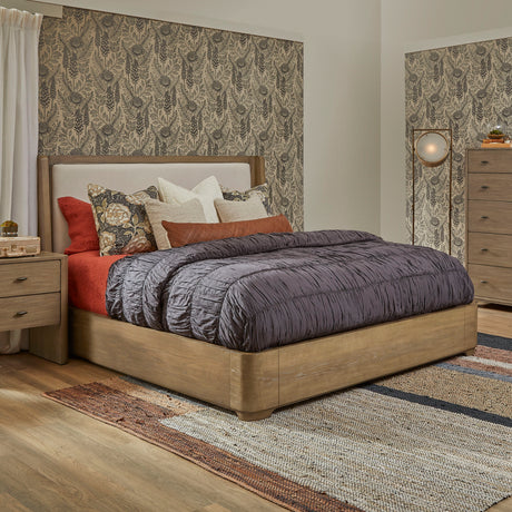 Normandy King Upholstered Bed - Light Brown | Flexsteel