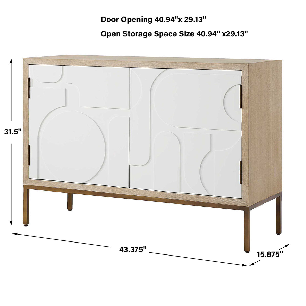 Weimar 2 Door Cabinet White / Woodtone - White / Light Brown by Uttermost - View 9