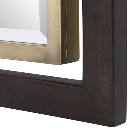 Bach Rectangle Mirror Walnut & Brass - Gold / Dark Brown by Uttermost - View 6