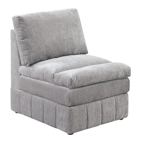 Contemporary 5pc Set Modular Sectional Set 1x One Arm Chair / Wedge 2x Armless Chair 2x Ottoman Granite Color Morgan Fabric Plush Living Room Furniture - sold by Home Elegance USA