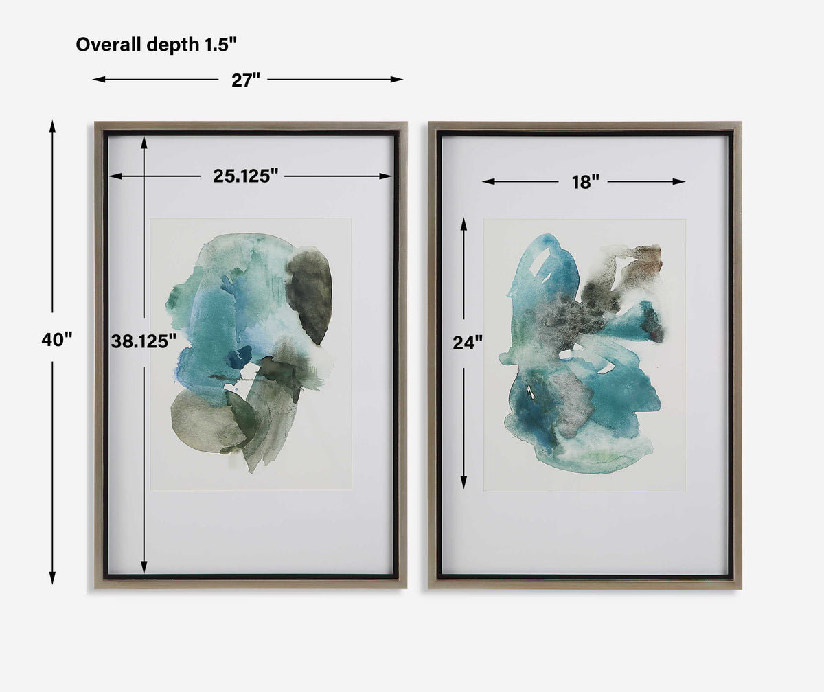 Blueprints Watercolor Prints (Set of 2) - Light Blue / White by Uttermost - View 8