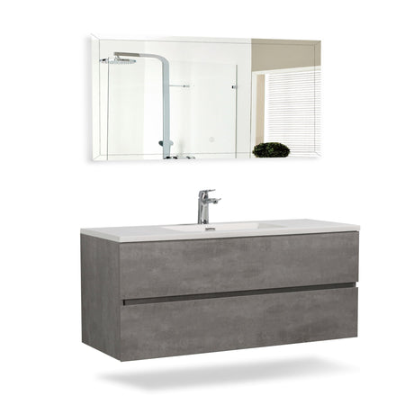 47'' Wall Mounted Single Bathroom Vanity in Ash Gray With White Solid Surface Vanity Top - W1920S00030 - image - 10