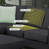 112*87" Sectional Sofa Couches Living Room Sets, 7 Seats Modular Sectional Sofa with Ottoman, L Shape Fabric Sofa Corner Couch Set with 3 Pillows, Black(New of GS008210AAB) - GS009012AAB - image - 7