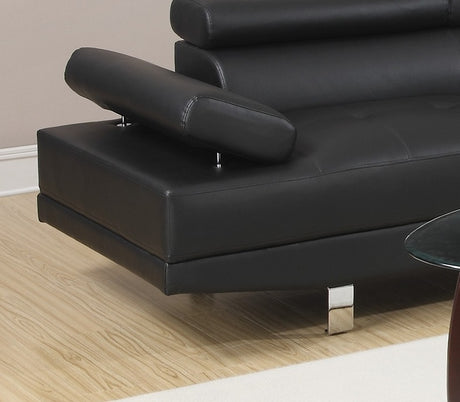 Black Color Sectional Living Room Furniture Faux Leather Adjustable Headrest Right Facing Chaise & Left Facing Sofa - sold by Home Elegance USA
