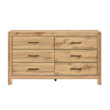 Rustic Natural Finish 6-Drawers Dresser Wooden Bedroom Furniture 1pc Storage Cabinet