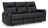 Ashley Carbon Axtellton Reclining Power Sofa - Faux Leather | Home Elegance USA