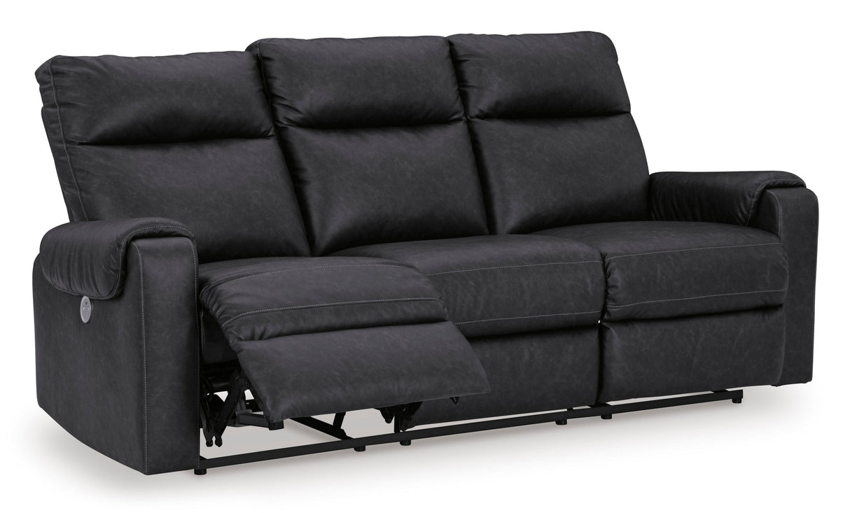 Ashley Carbon Axtellton Reclining Power Sofa - Faux Leather | Home Elegance USA