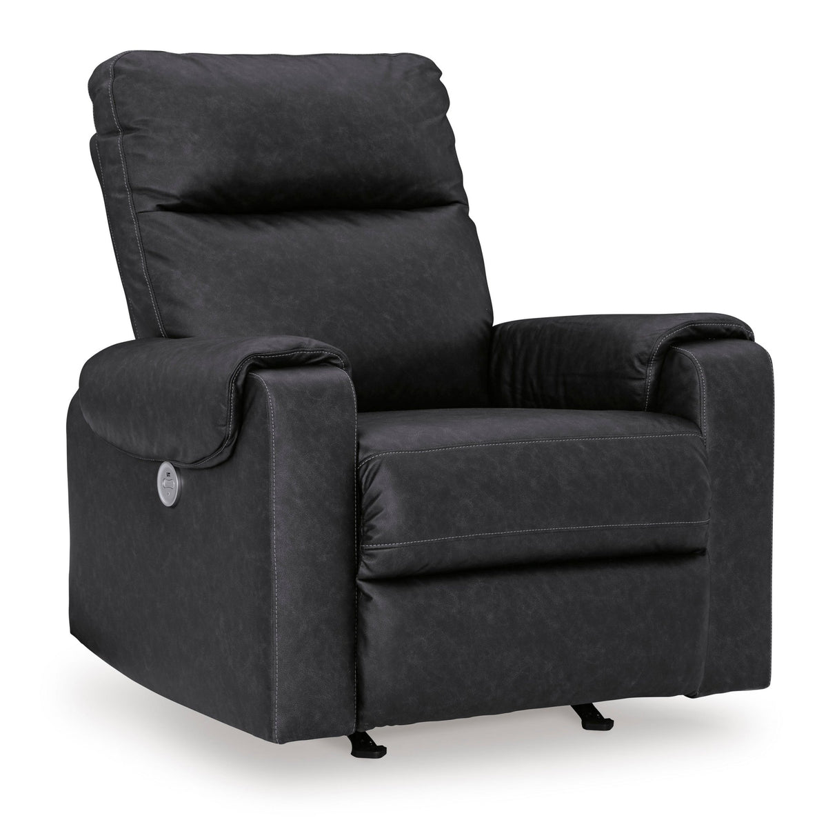 Ashley Carbon Axtellton Power Rocker Recliner - Faux Leather | Home Elegance USA