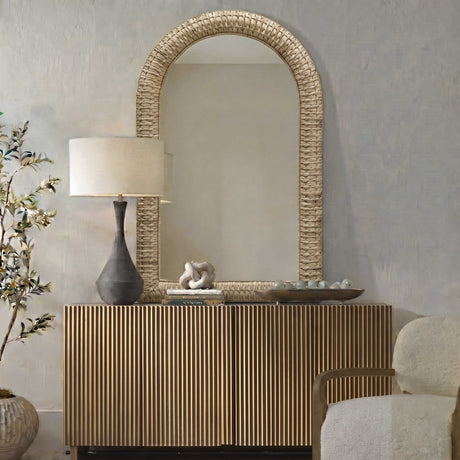 Twisted Seagrass Arch Mirror Woodtone - Light Brown by Uttermost - View 2
