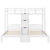 Twin over Twin & Twin Bunk Bed with Built-in Staircase and Storage Drawer,White - sold by Home Elegance USA