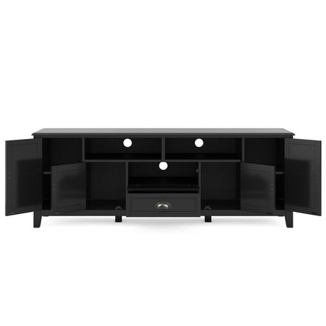 Burlington 72 inch Wide Solid Wood TV Stand in Black For TVs up to 80 inches - sold by Home Elegance USA