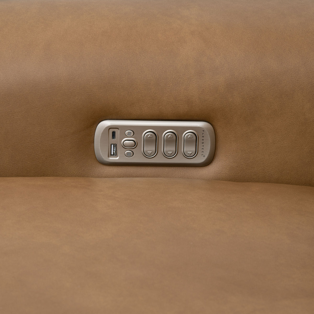 Felix Power Reclining Sofa With Power Headrest, Lumbar, Heat & Massage - Toasted Almond | Flexsteel