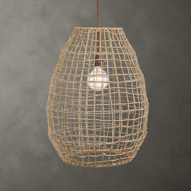 Cross Weave 1 Light Pendant - Beige by Uttermost - View 1