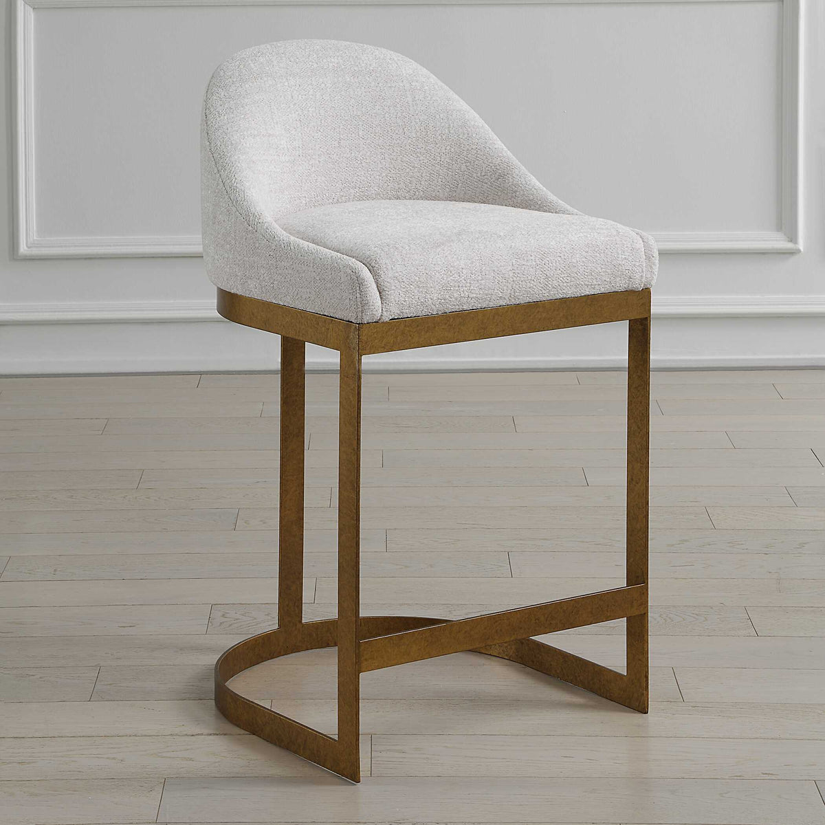 Ira Counter Stool Gold / Ivory - Gold / White by Uttermost - View 3