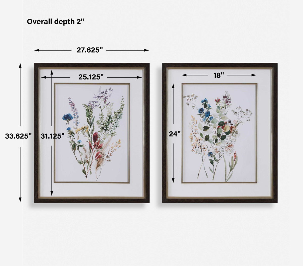 Delicate Flowers Framed Prints (Set of 2) - Green by Uttermost - View 8