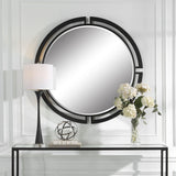 Quadrant Modern Round Mirror - Black by Uttermost - View 2