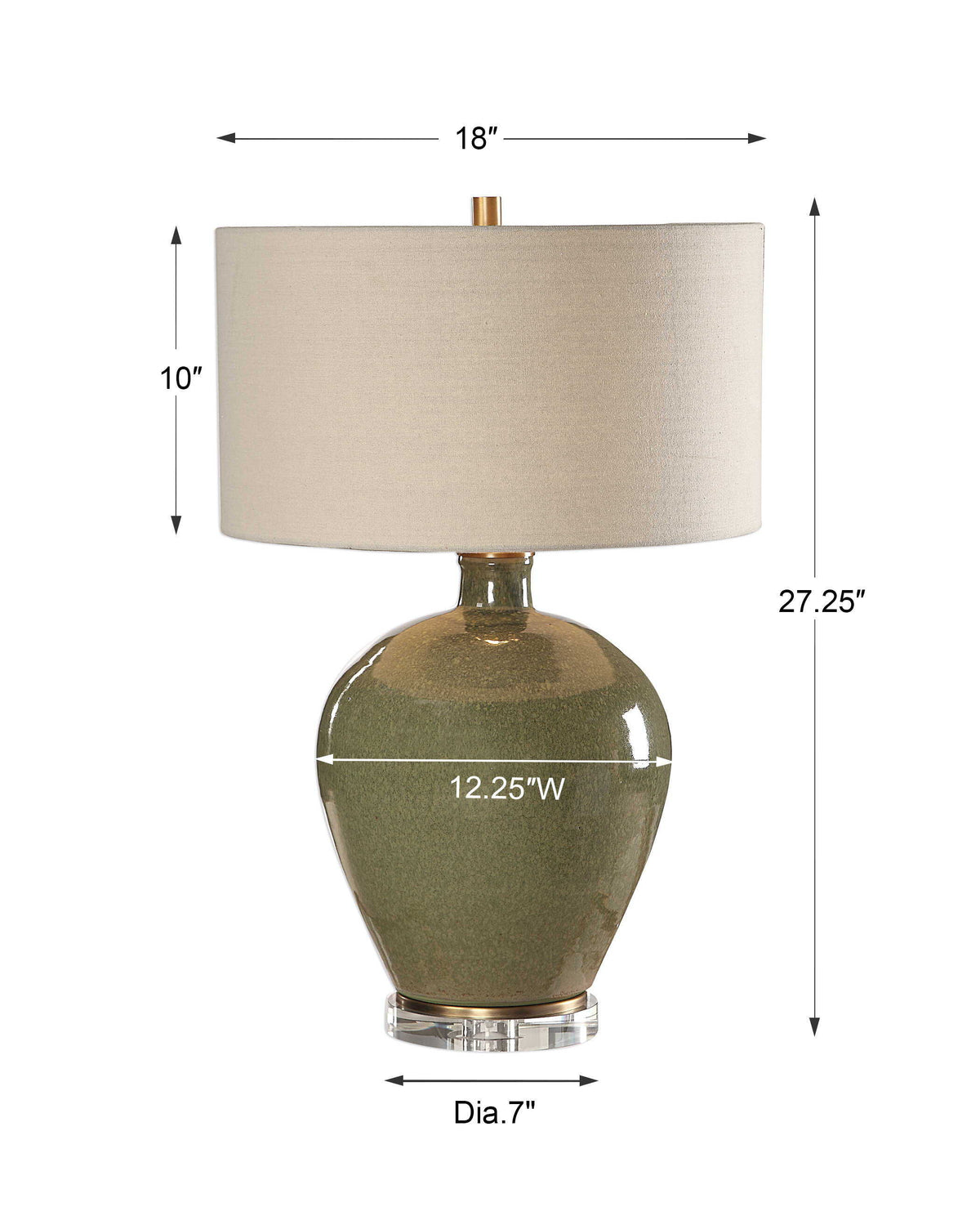 Elva Table Lamp Emerald - Green / Beige by Uttermost - View 4