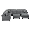 U-shaped Sectional Sofa Chenille Upholstered with Movable Storage Ottoman, Dark Gray, 111.8' - sold by Home Elegance USA