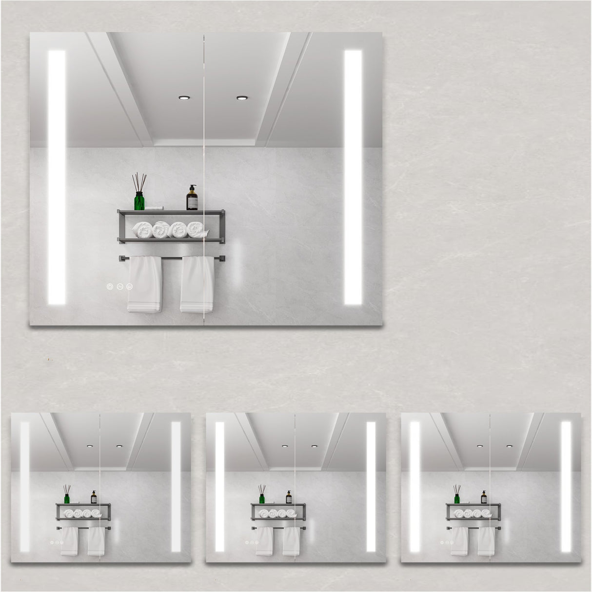 36 x 30 inch Medicine Cabinet with LED Vanity Mirror, Anti - Fog, Dimmable, Recessed or Surface Mount, Aluminum 3000K~6000K Lighted Double Door Bathroom Cabinet with Touch Switch - W1738100836 - image - 3