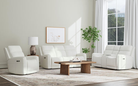 Alister Power Gliding Sofa With Power Headrests & Lumbar - Porcelain | Flexsteel