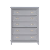Gray Finish Storage Chest with 5 Drawers Wooden Modern Bedroom Furniture 1pc Vertical Dresser